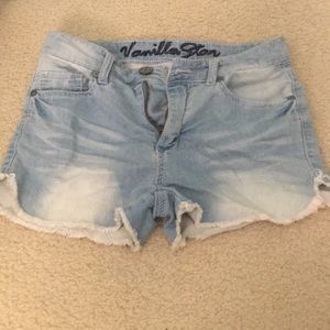 Light wash jean shorts
